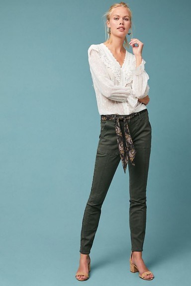 Anthropologie Jefferson Slim Utility Trousers in Holly | green pants - flipped