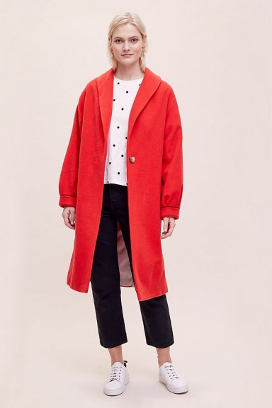 Helene Berman Ruby Belted Coat in Red | balloon sleeved winter coats