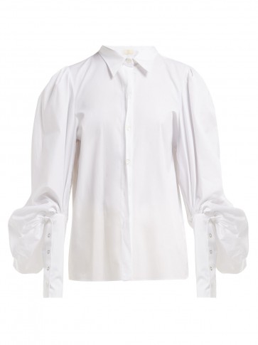 SARA BATTAGLIA Balloon-sleeve white cotton blouse