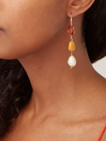 JADE JAGGER Baroque pearl, opal & citrine 18kt gold drop earrings - flipped