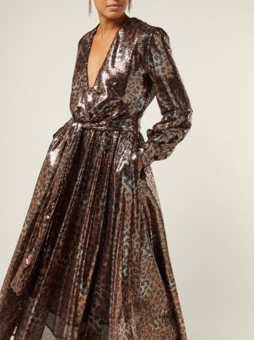MSGM Belted brown and black leopard-sequinned dress ~ event glamour - flipped