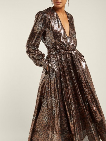 MSGM Belted brown and black leopard-sequinned dress ~ event glamour