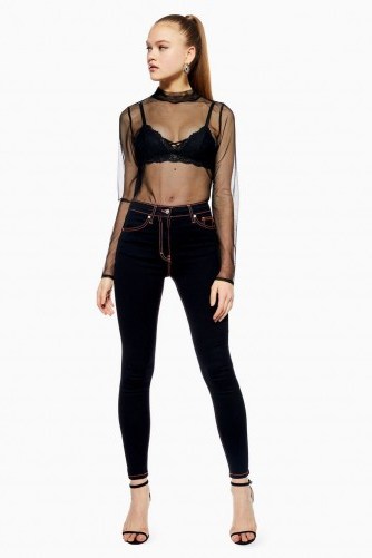 Topshop Black Neon Stitch Jamie Jeans | high rise skinnies - flipped