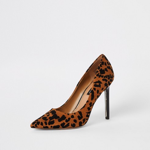 River Island Brown leopard print court shoes – animal courts