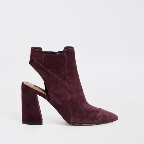 River Island Burgundy suede open back shoe boots | rich winter colours - flipped