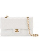 CHANEL VINTAGE White leather quilted flap shoulder bag ~ dream handbags