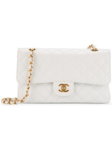 CHANEL VINTAGE White leather quilted flap shoulder bag ~ dream handbags - flipped