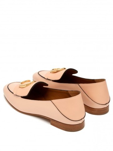 CHLOÉ Chloé collapsible-heel leather loafers pink – luxury weekend mules - flipped