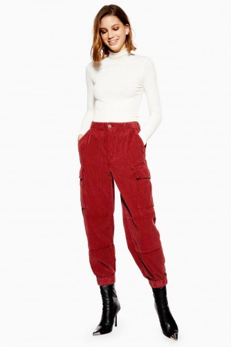 TOPSHOP Chunky Corduroy Trousers in brick – cuffed cord pants