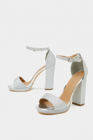 NASTY GAL Dance to the Music Glitter Heel in silver – party platforms - flipped