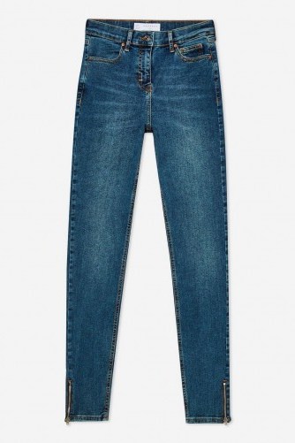 Topshop Dirty Zip Hem Jamie Jeans in dirty denim | blue skinnies with ankle zips - flipped