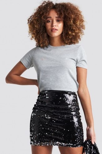 Trendyol Double Sided Sequin Skirt Black ~ shiny mini - flipped