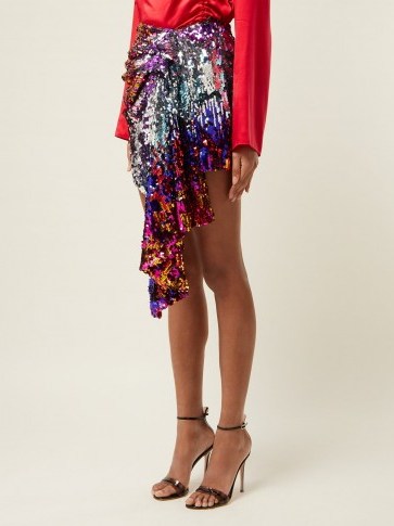 HALPERN Draped multi sequinned mini skirt ~ evening glamour - flipped