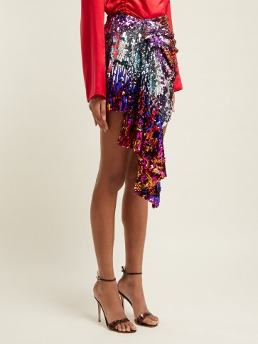 HALPERN Draped multi sequinned mini skirt ~ evening glamour