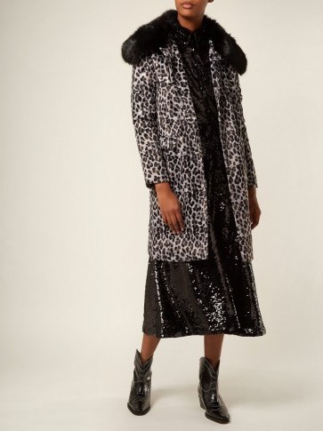 SHRIMPS Erin grey leopard-print single-breasted coat ~ animal prints ~ instant glamour - flipped