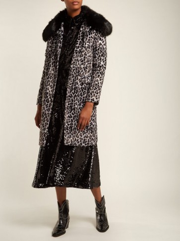 SHRIMPS Erin grey leopard-print single-breasted coat ~ animal prints ~ instant glamour