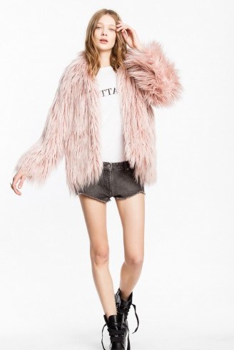 Zadig & Voltaire MANTEAU FRIDY in pink ~ long hair faux fur coat - flipped