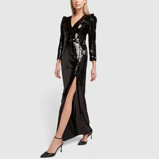 G. Label BRYSON SEQUIN DRESS in jet ~ black sequined event wear