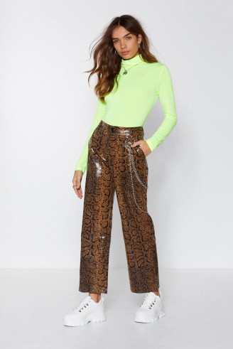 NASTY GAL Hiss Independent Snake Pants – shiny trousers