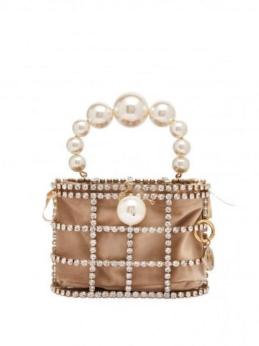 ROSANTICA BY MICHELA PANERO Holli crystal cage bag ~ small pearl handle handbag - flipped
