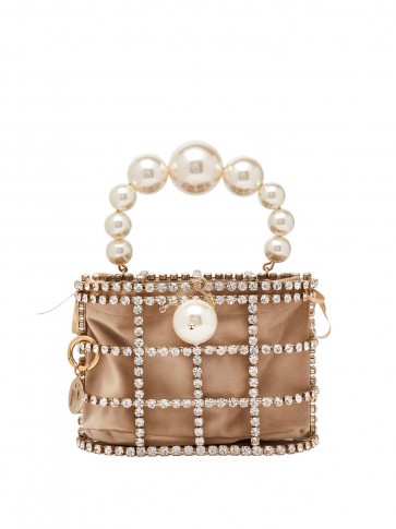ROSANTICA BY MICHELA PANERO Holli crystal cage bag ~ small pearl handle handbag