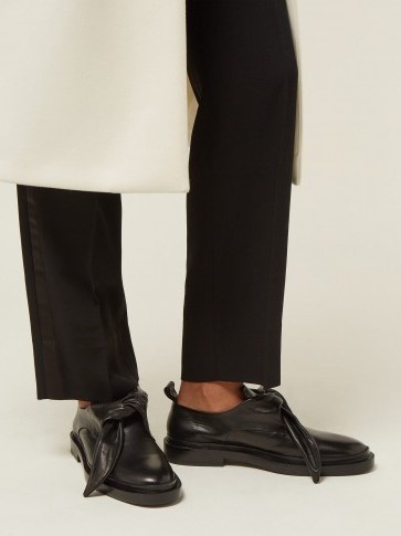 JIL SANDER Knot-front leather loafers black – weekend flats - flipped