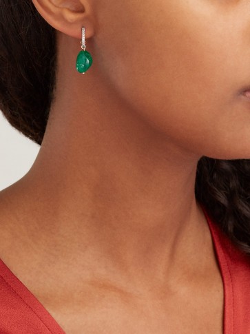 JADE JAGGER 18kt gold, emerald & diamond drop earrings ~ fine green gemstone jewellery