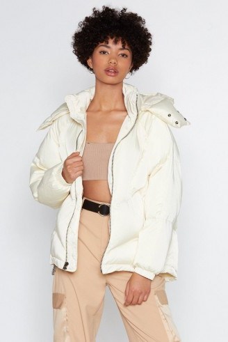 NASTY GAL Layer It On Padded Coat in White - flipped