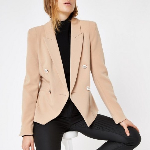 RIVER ISLAND Light brown double breasted blazer – smart jackets - flipped
