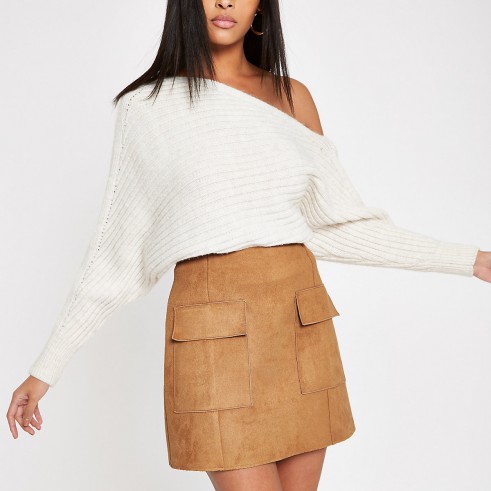 River Island Light brown suede mini skirt – retro fashion