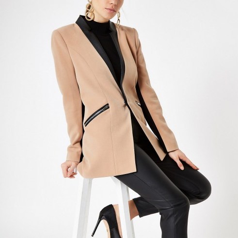 RIVER ISLAND Light brown zip pocket blazer – stylish jackets - flipped