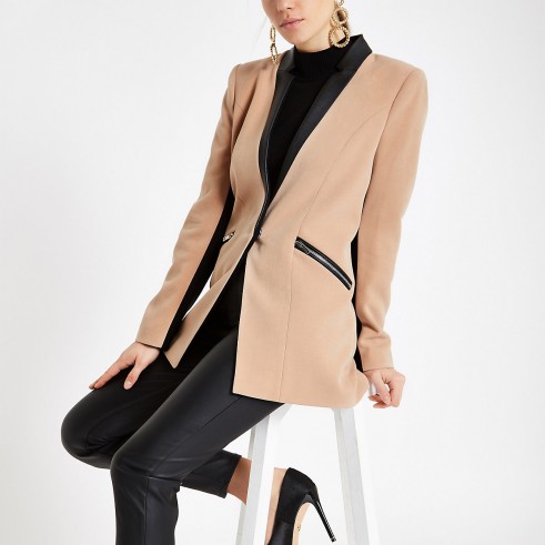 RIVER ISLAND Light brown zip pocket blazer – stylish jackets