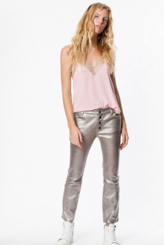 ZADIG & VOLTAIRE LONDON METAL PANTS ~ metallic leather trousers