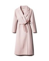 Max Mara Esturia Wool Wrap Coat in Antique Rose ~ pale-pink classic tie waist coats