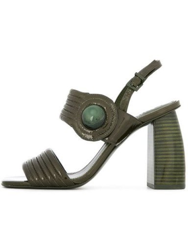 MERCEDES CASTILLO Marne green patent-leather sandals ~ thick strap & chunky heel shoes - flipped