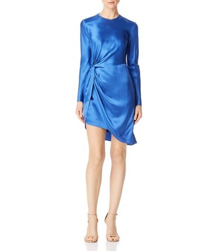 Michelle Mason Silk Twist-Waist Mini Dress in periwinkle ~ blue asymmetric party dress - flipped