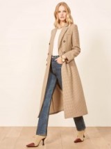REFORMATION Middlebury Coat in Camel Houndstooth / classic checked cots