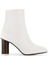 NEOUS White leather wood heel boots
