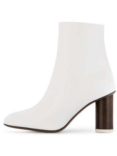 NEOUS White leather wood heel boots - flipped