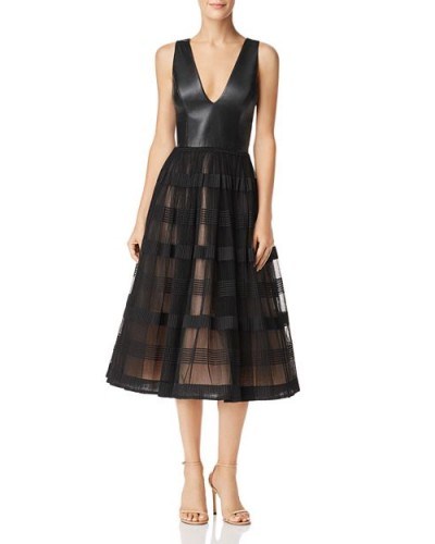 Nha Khanh Faux-Leather & Tulle Fit and Flare Dress - flipped
