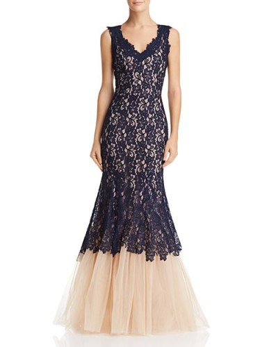 Nha Khanh Lace & Tulle Gown in Navy ~ feminine event gowns