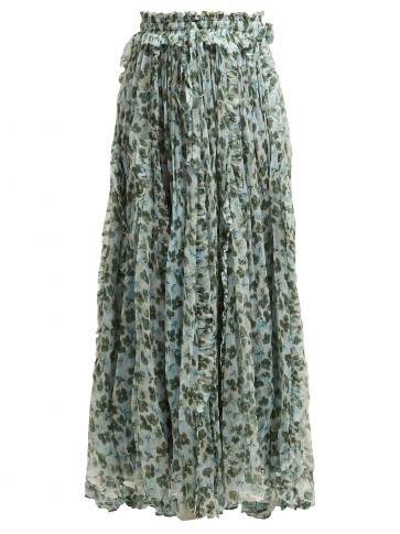 LEE MATHEWS Nina godet floral-print silk skirt