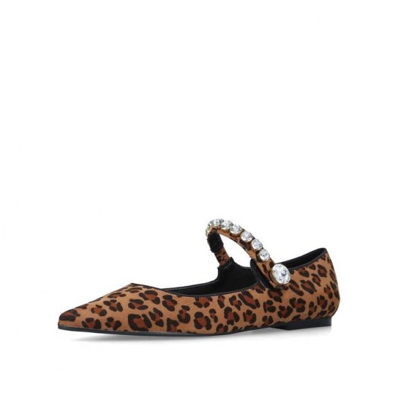 MISS KG NOA Leopard Print Embellished Flat Shoes in tan combination - flipped