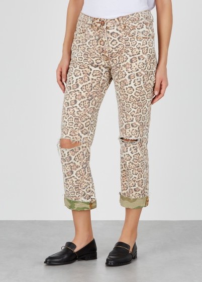 ONETEASPOON Trucker leopard-print cropped jeans ~ animal print denim - flipped