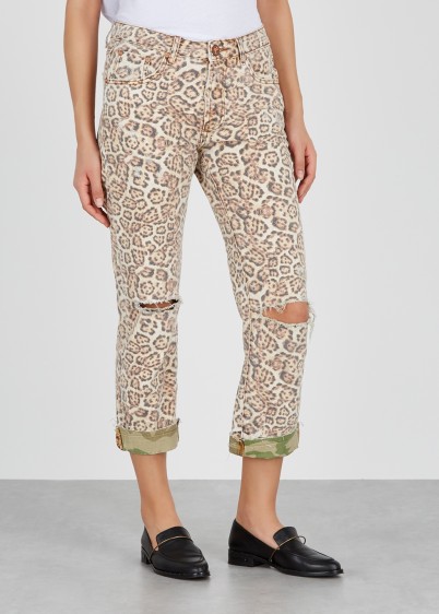 ONETEASPOON Trucker leopard-print cropped jeans ~ animal print denim