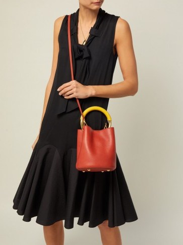 MARNI Pannier red leather bucket bag - flipped