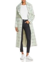 Paper London Rainbow Textured Grid Print Mohair Coat in White/Green