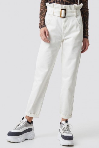Camille Botten x NA-KD Paper Waist Baggy Jeans White