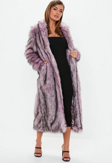 MISSGUIDED pink tipped maxi faux fur coat – luxe style winter coats