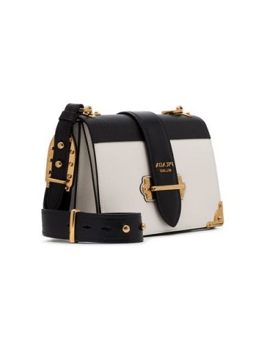 PRADA black and white Cahier leather shoulder bag | monochrome bags - flipped